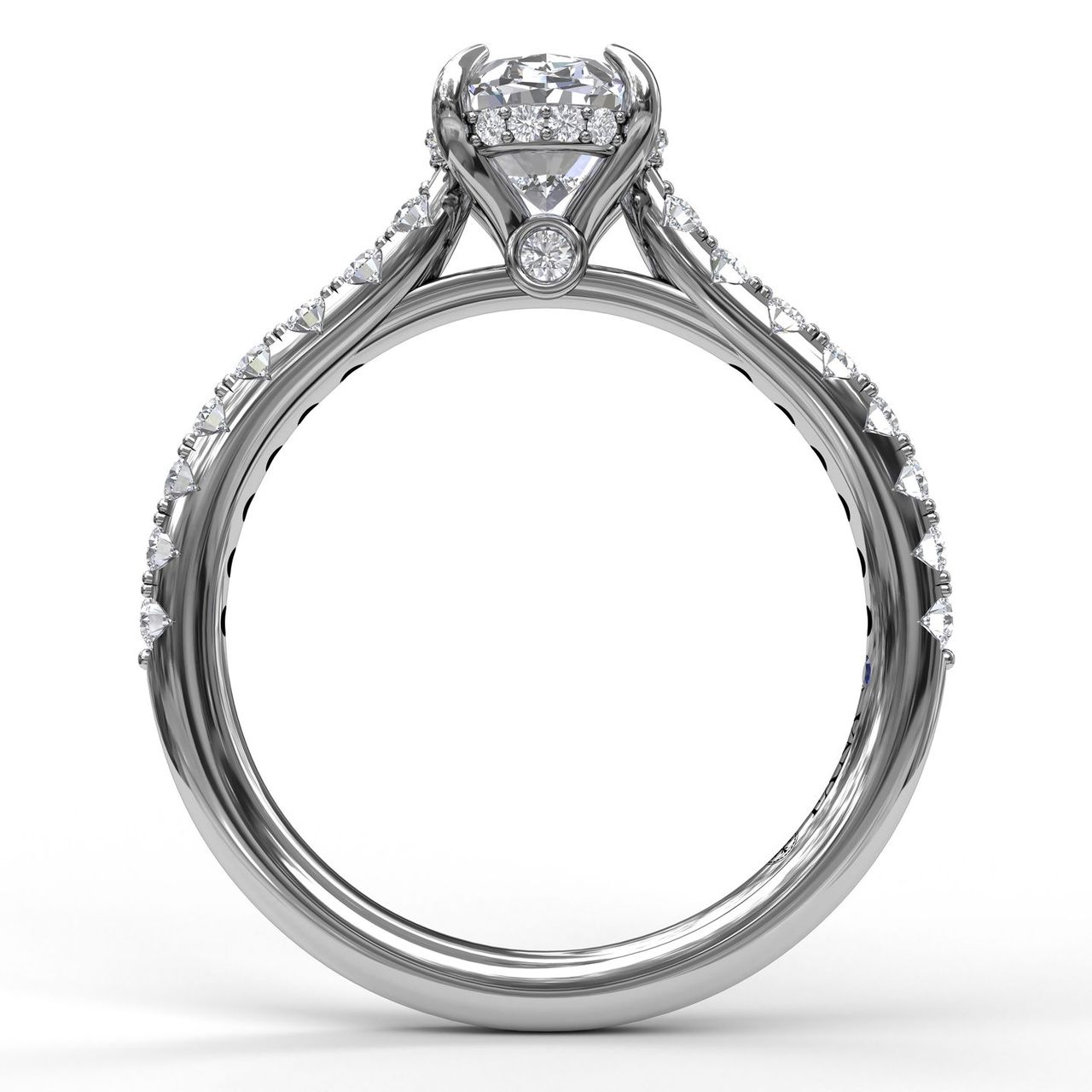 Fana 14K White Gold .39ctw Hidden Halo Style Diamond Semi-Mount Engagement Ring