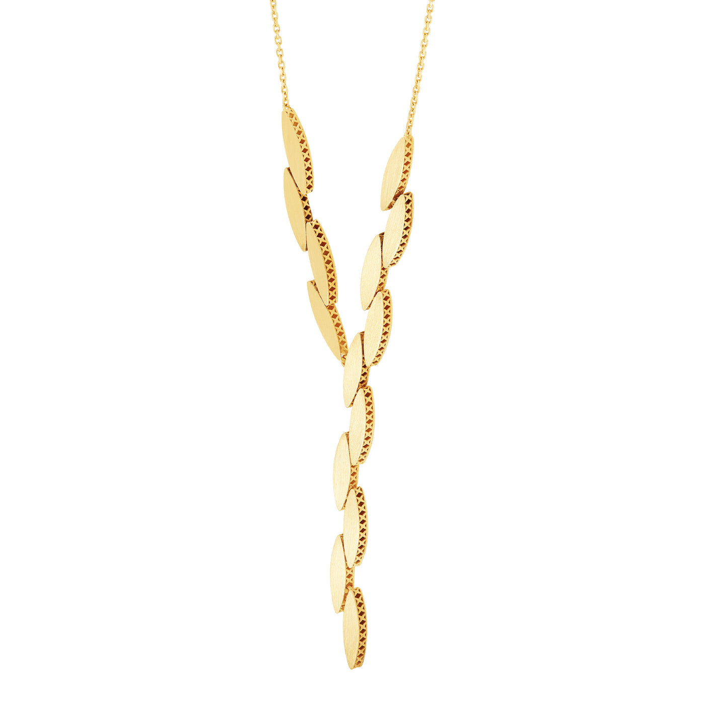 14K Yellow Gold 18" Contemporary Style Lariat Necklace