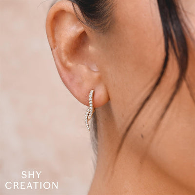 Shy Creation 14K White Gold 0.44ctw Elegant Fancy Style Diamond Earrings