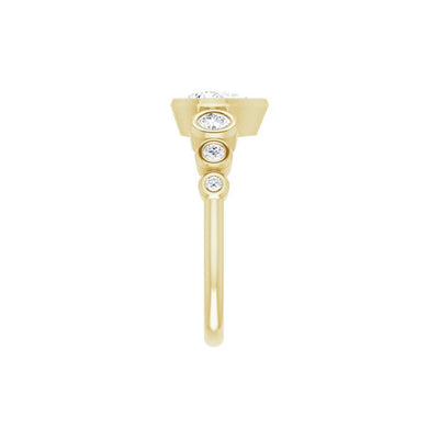 14K Yellow Gold 7 x 5 centerctw Bezel Style Diamond Semi-Mount Engagement Ring