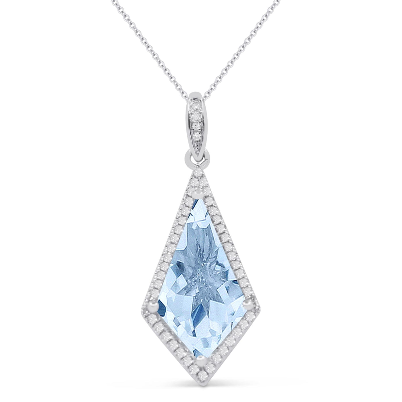 Madison L 14K White Gold 3.02ctw Halo Style Blue Topaz Necklace