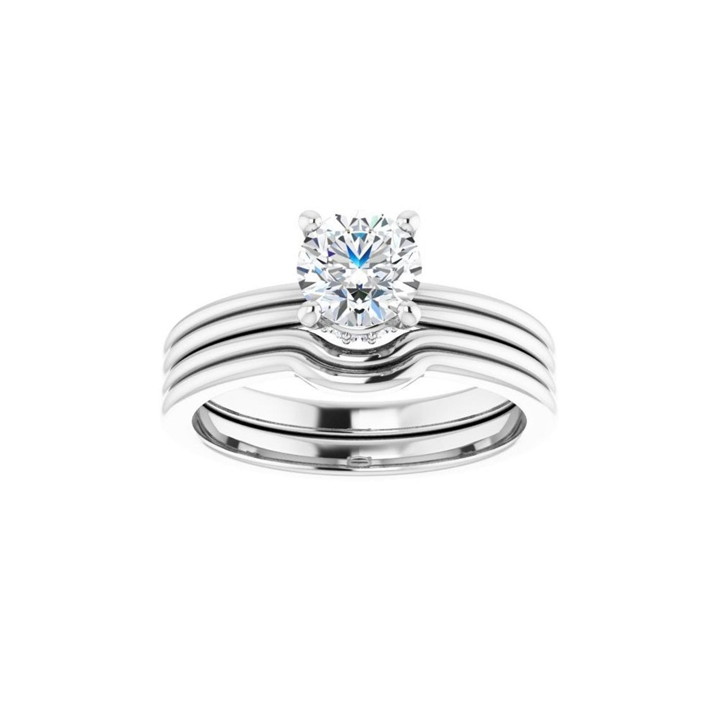 Ever & Ever 14K White Gold .06ctw 4 Prong Style Diamond Semi-Mount Engagement Ring