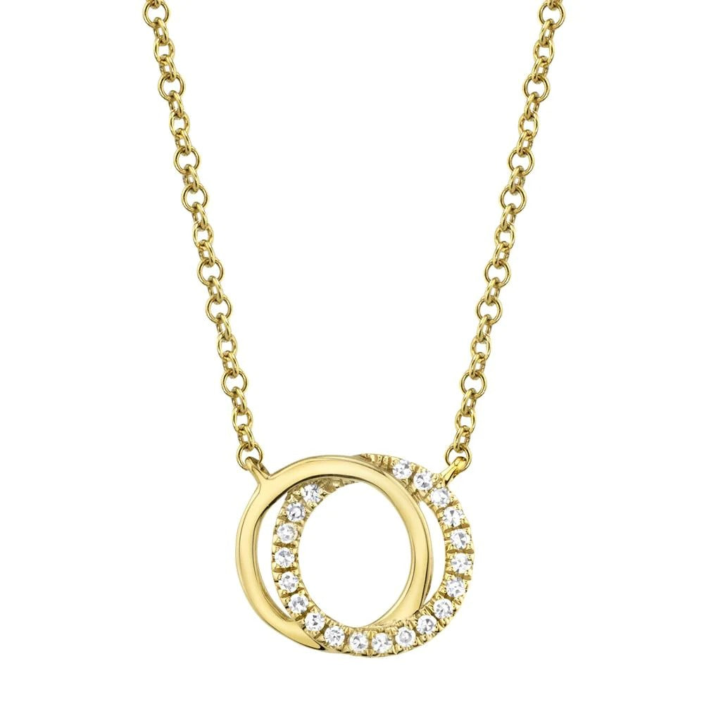 Shy Creation 14K Yellow Gold .07ctw Circle Style Pendant