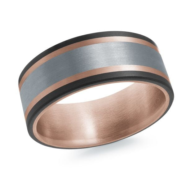 Malo 8.5mm Tantalum and 14K Rose Gold Wedding Band