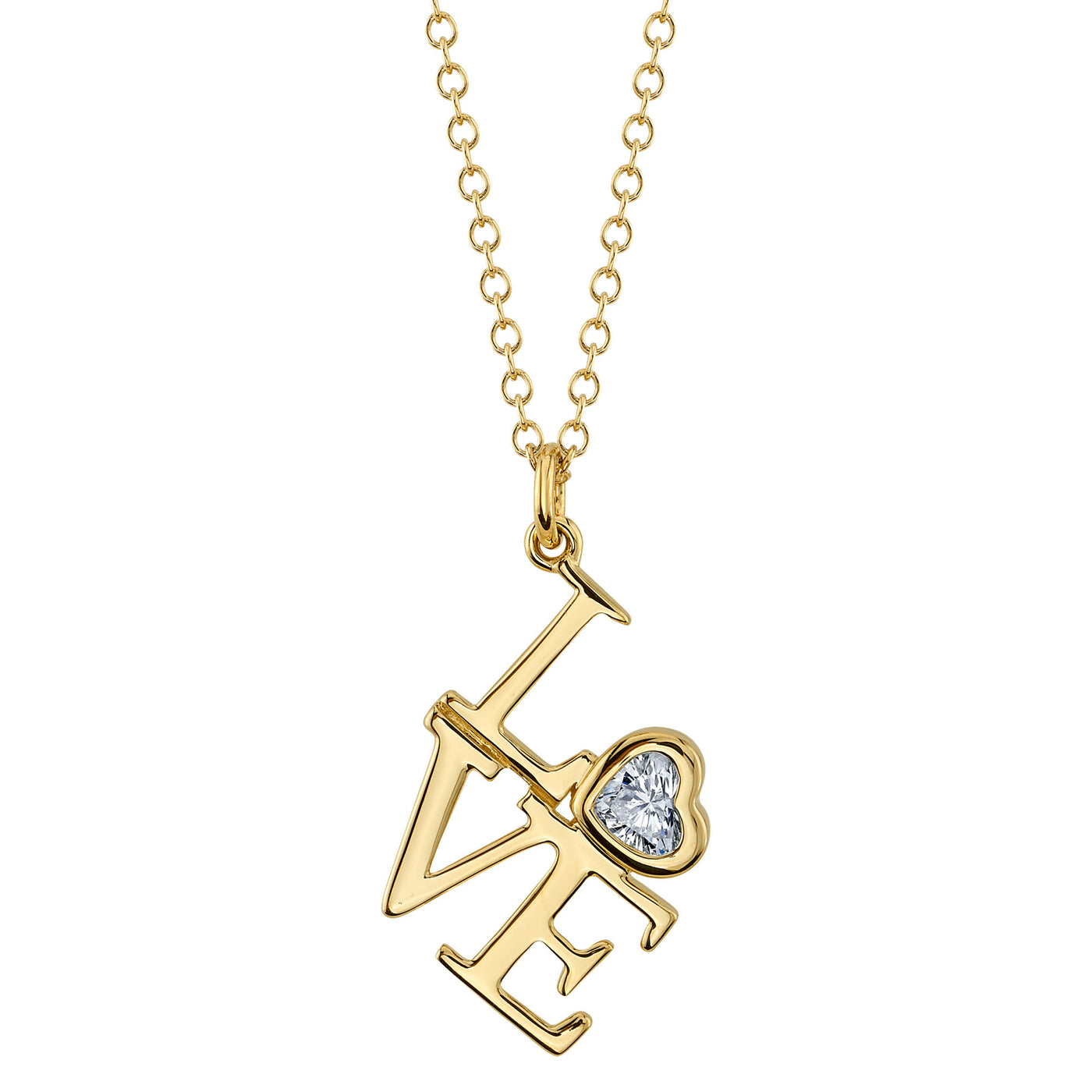 Shy Creation 14K Yellow Gold 0.11ctw Love Style Pendant