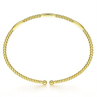 Gabriel 14K Yellow Gold 6.25" Solid Bangle Bead Fashion Bracelet