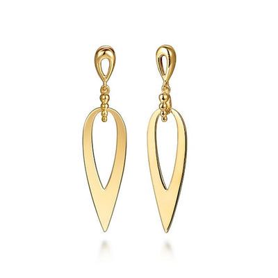 Gabriel 14K Yellow Gold 5mm x 38mm Statement Dangle Style Earrings