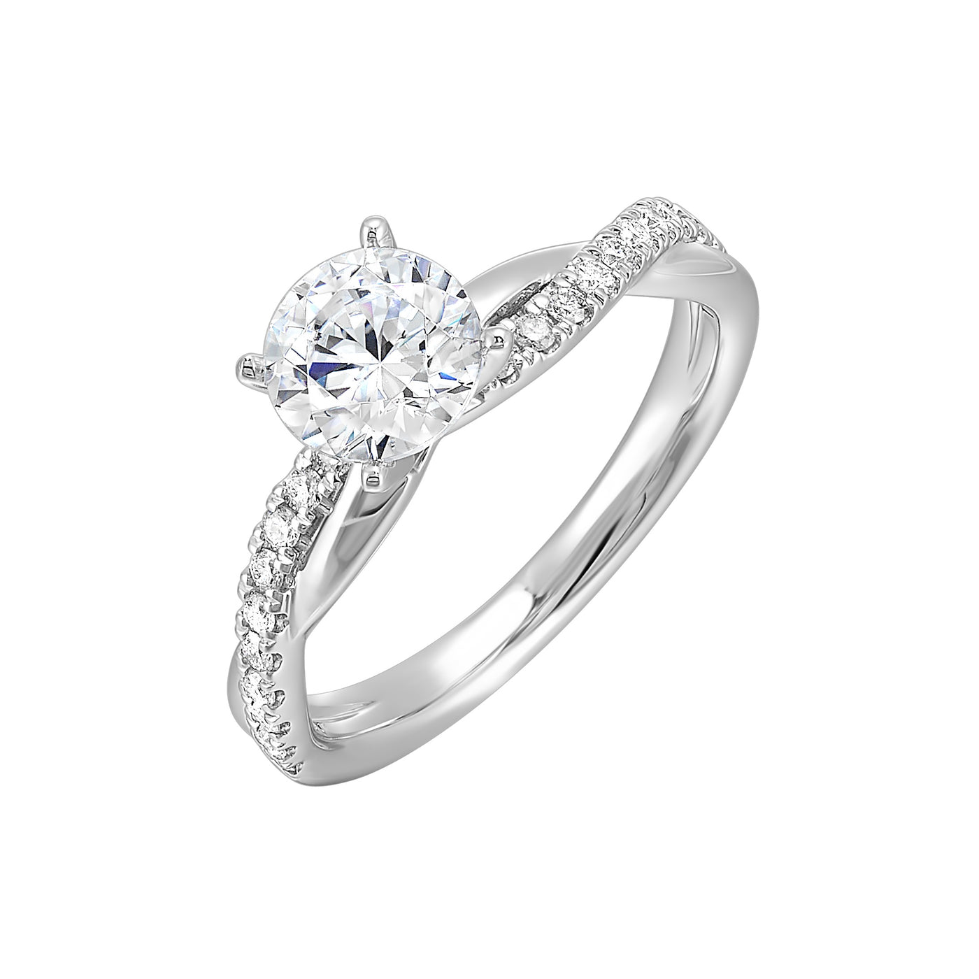 Thollot-Colorado Cut 14K White Gold .20ctw 4 Prong Style Diamond Semi-Mount Engagement Ring