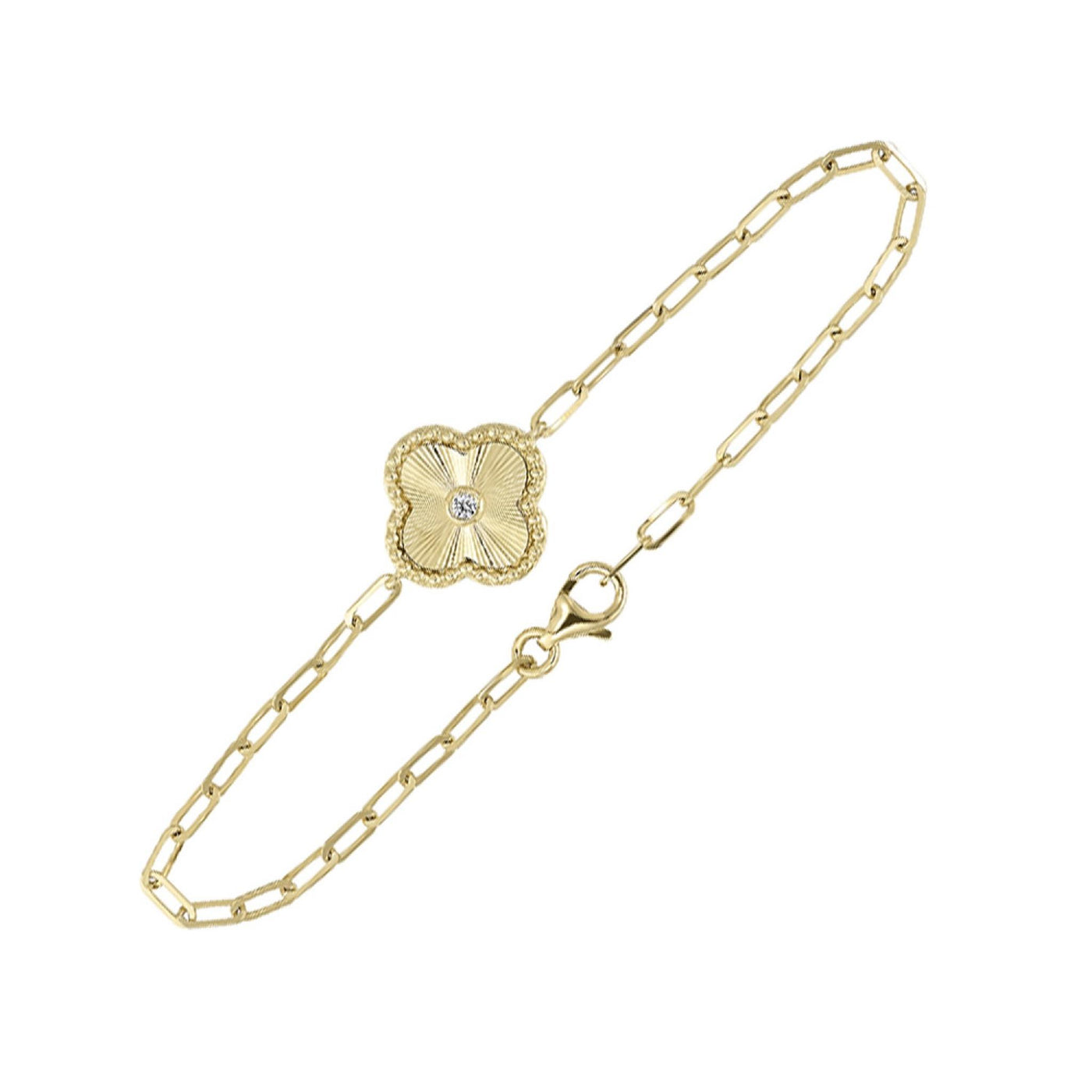 10K Yellow Gold .04ctw 7" Station Style Diamond Bracelet