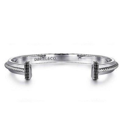 Gabriel Sterling Silver 7.5" Contemporary Cuff Style Bracelet Featuring Spinels