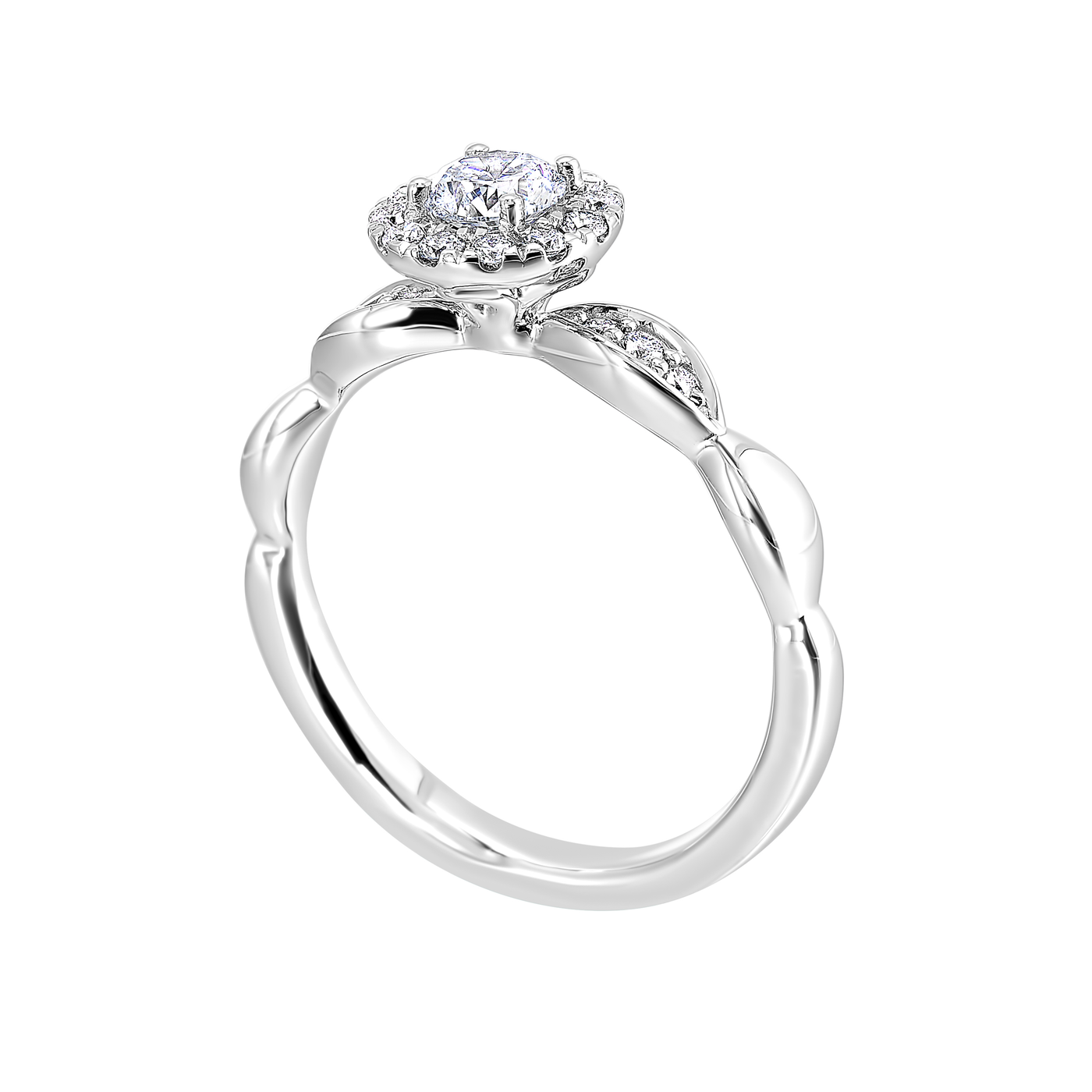 10K White Gold 0.53ctw Round Halo Lab Grown Diamond Engagement Ring