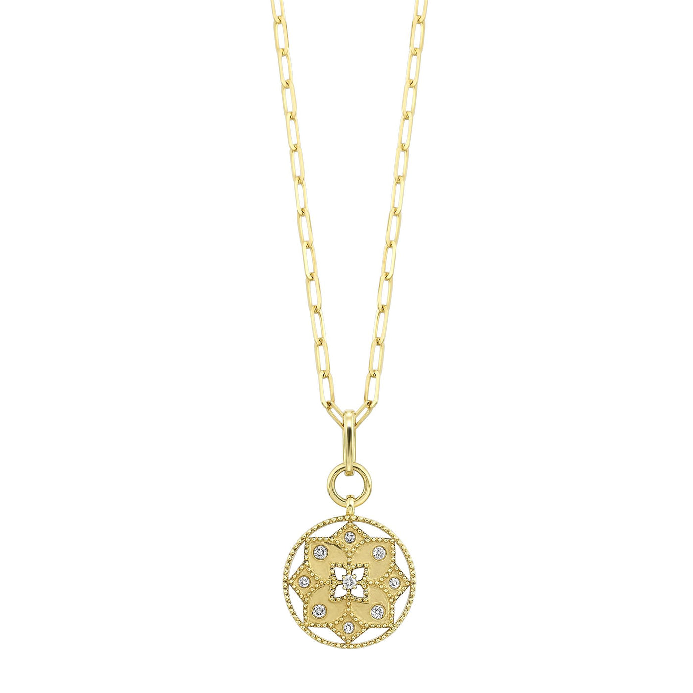 14K Yellow Gold .17ctw Coin Style Pendant