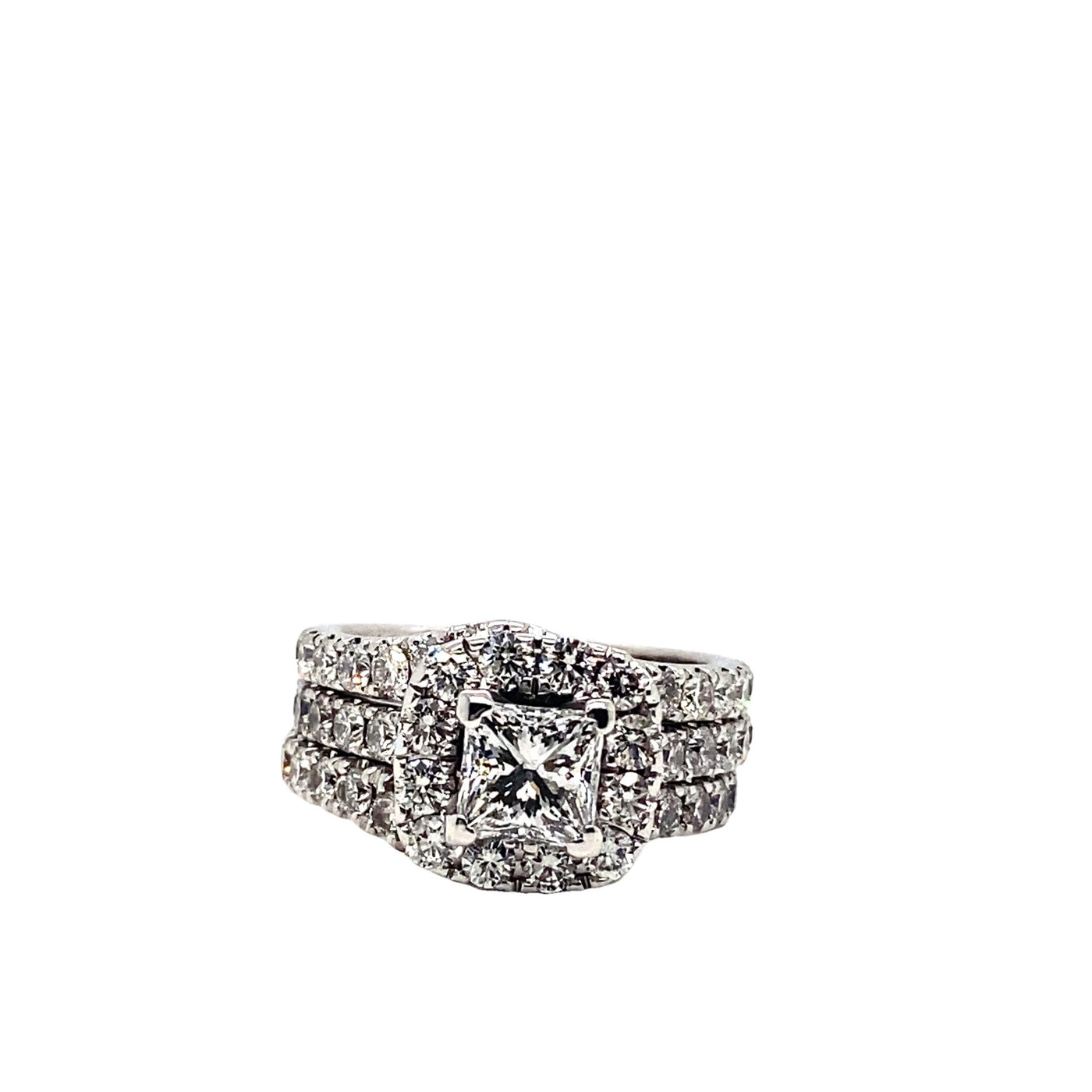 Estate 14K White Gold 1.01ct 4 Prong Diamond Wedding Set