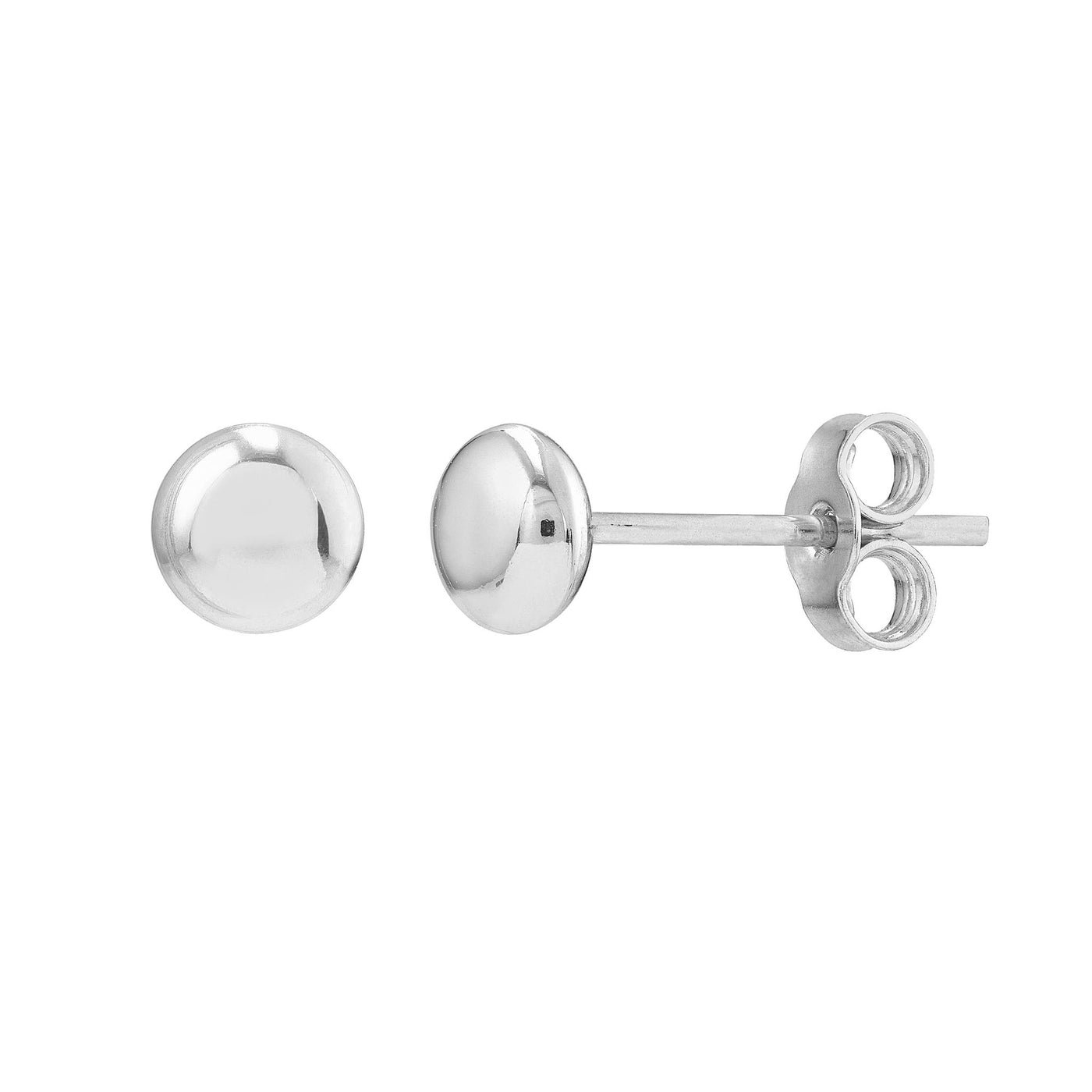 14K White Gold 4.5mm Circle Button Style Earrings