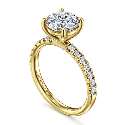 Gabriel 14K Yellow Gold 0.353ctw 4 Prong Style Diamond Semi-Mount Engagement Ring