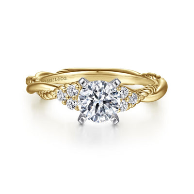 Gabriel - Hampton Collection 14K Yellow Gold .13ctw 4 Prong Style Diamond Semi-Mount Engagement Ring
