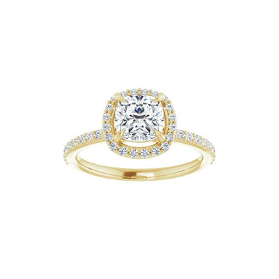 14K Yellow Gold .20ctw Cushion Halo Style Diamond Semi-Mount Engagement Ring