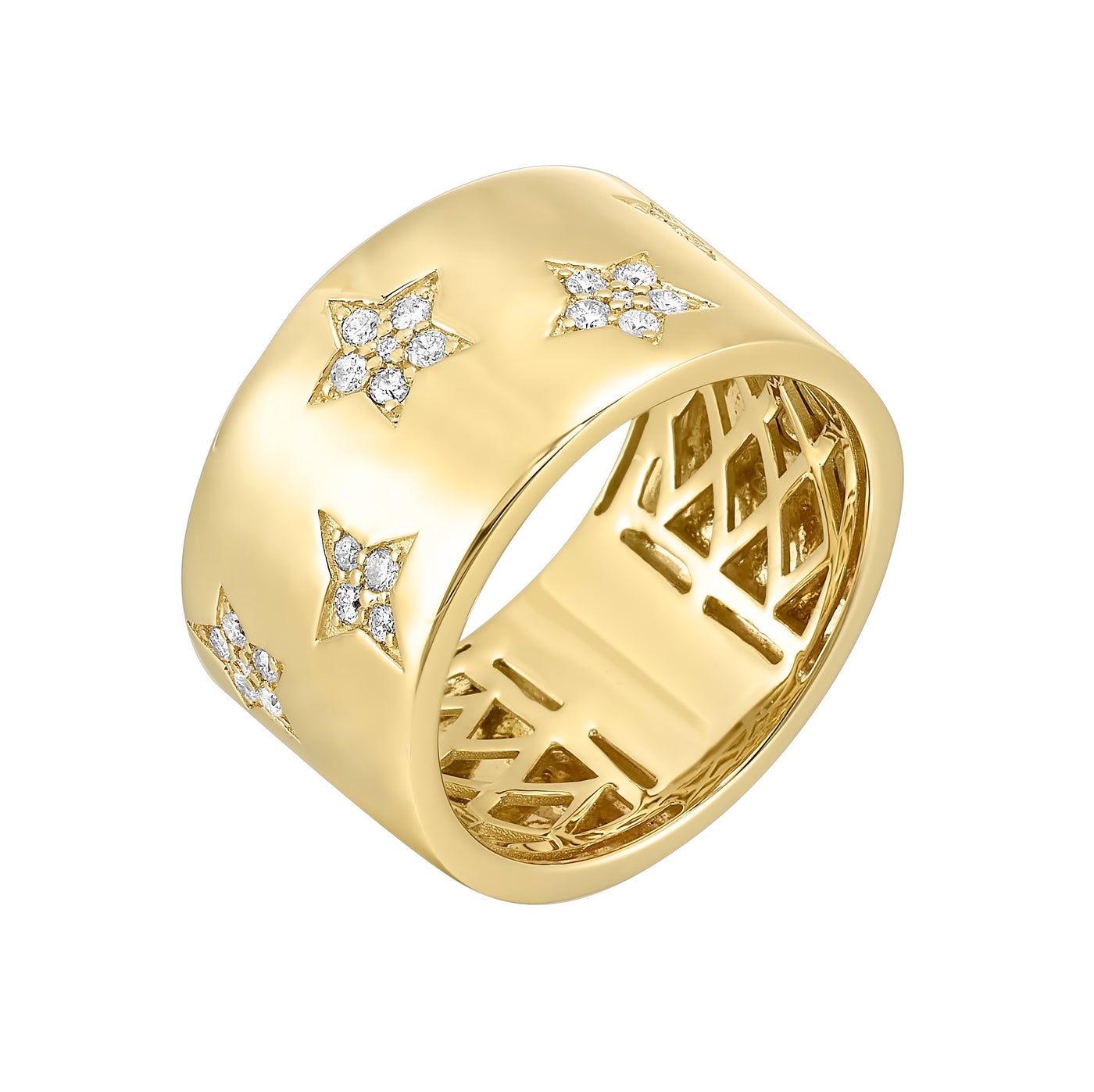 14K Yellow Gold .33ctw Stars Diamond Fashion Ring