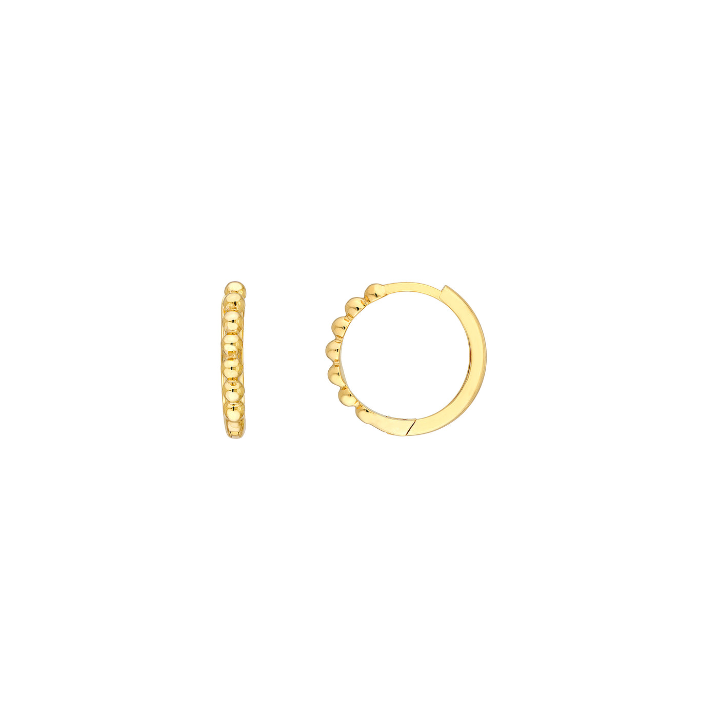 14K Yellow Gold 2mm Fancy Round Hoop Style Earrings