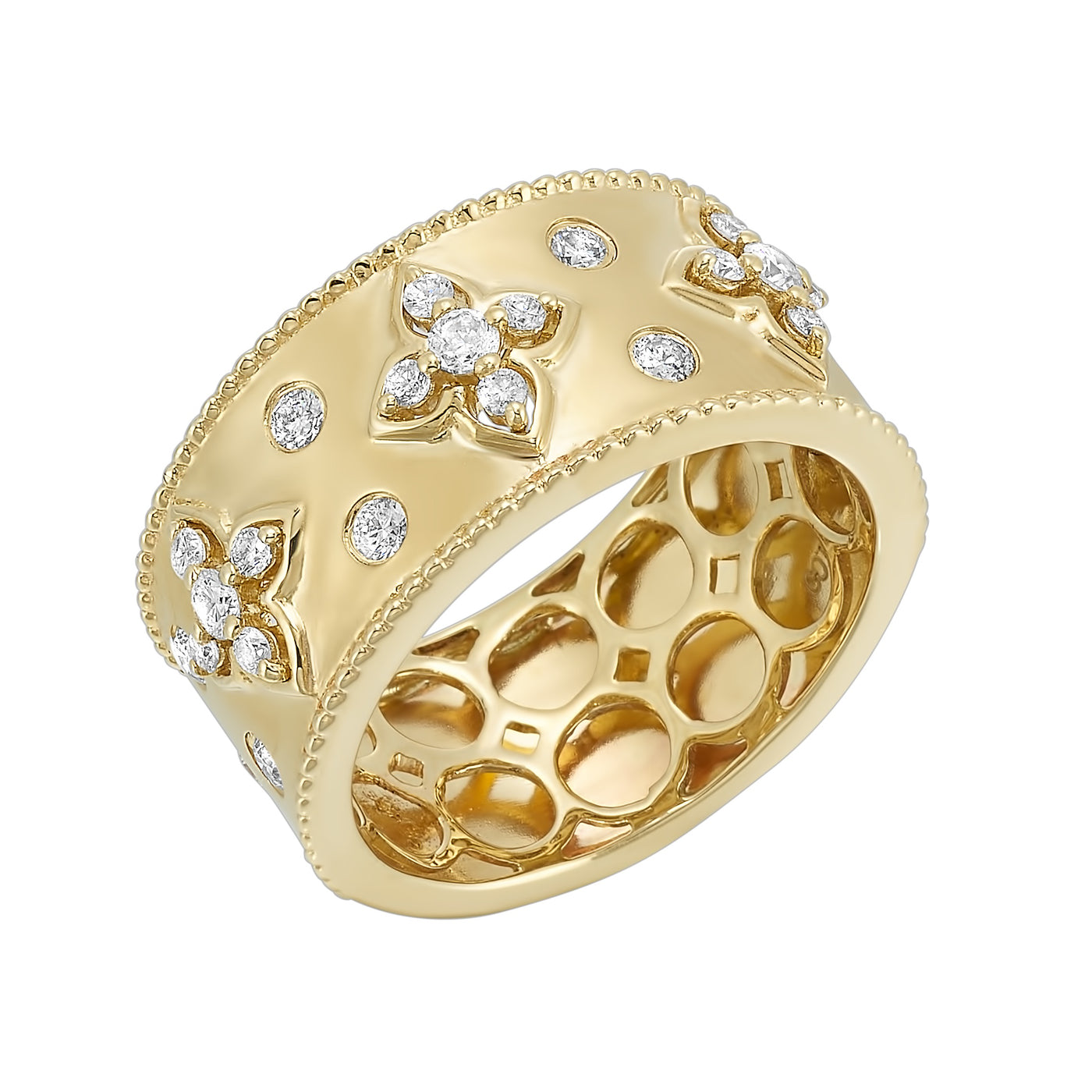 14K Yellow Gold .50ctw Clover Diamond Fashion Ring