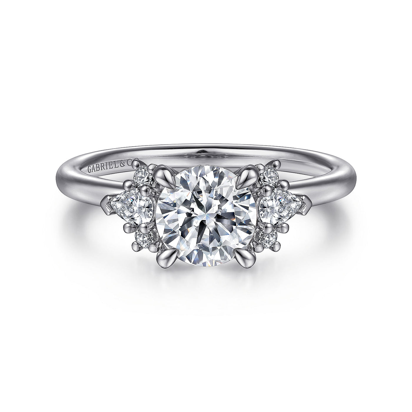 Gabriel - Starlight Collection 14K White Gold .30ctw 4 Prong Style Diamond Semi-Mount Engagement Ring