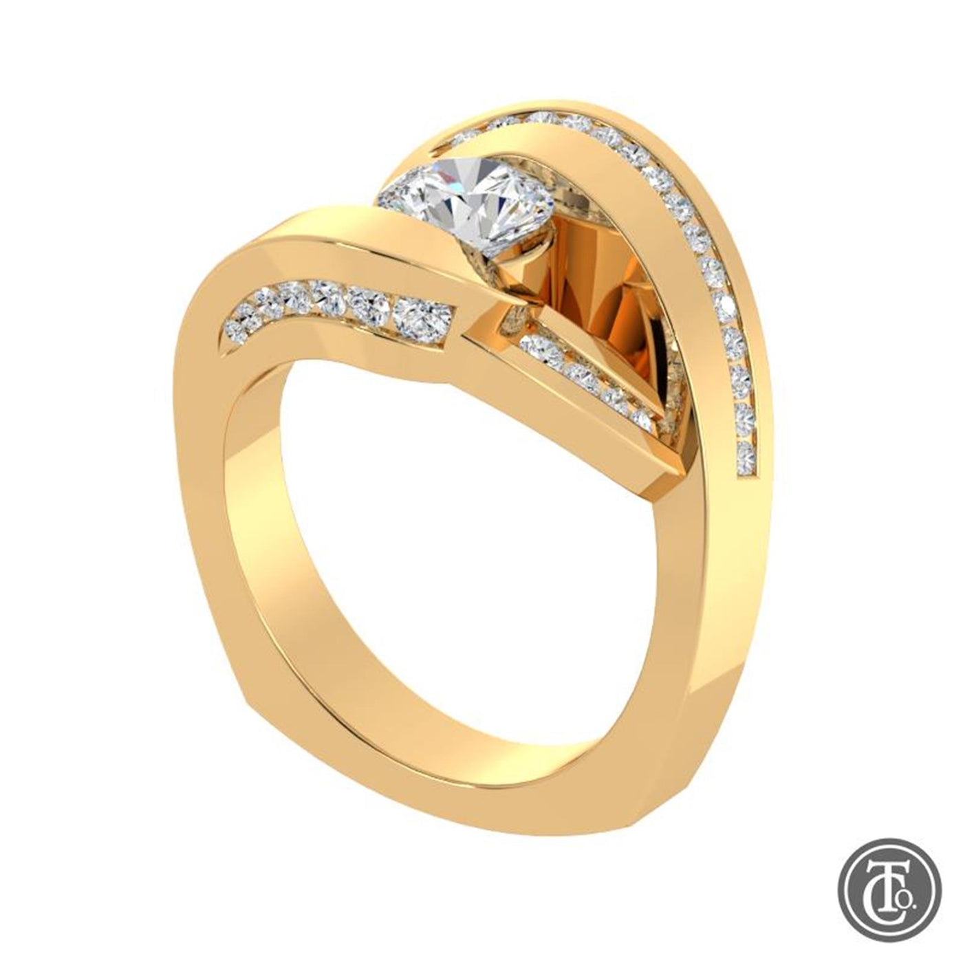 14K Yellow Gold 1.32ctw Bezel Diamond Engagement Ring