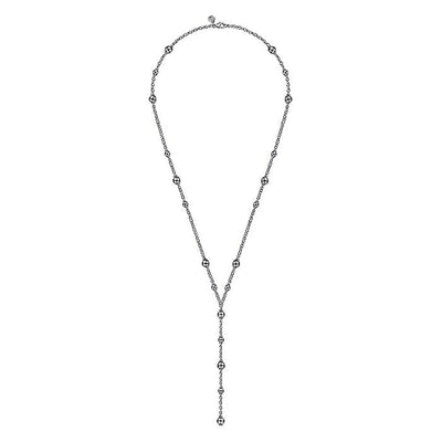 Sterling Silver 24" Y Style Station Necklace