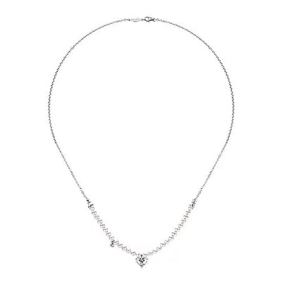 Gabriel Sterling Silver .03ctw Bead Style Necklace