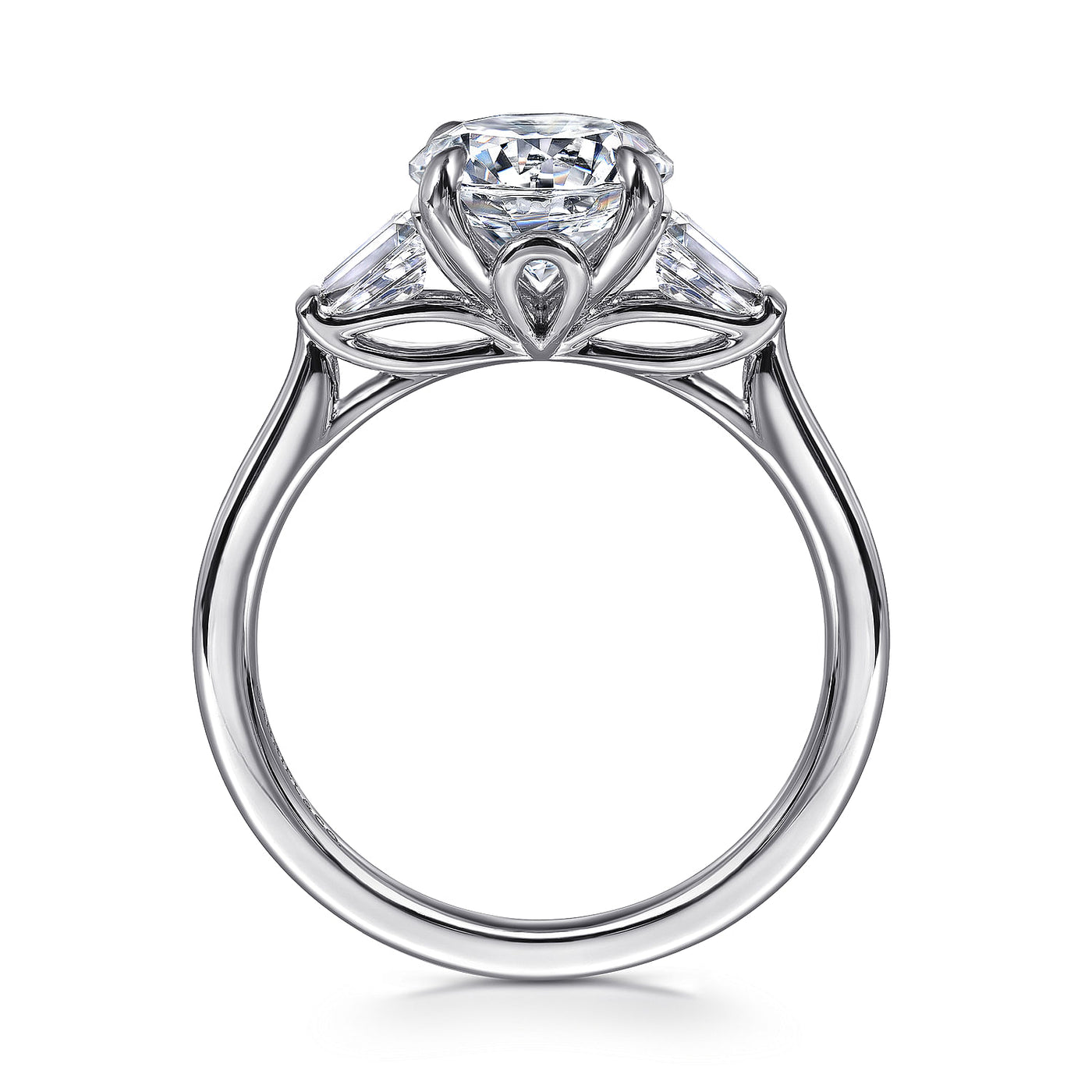 Gabriel 14K White Gold 0.33ctw 4 Prong Style Diamond Semi-Mount Engagement Ring