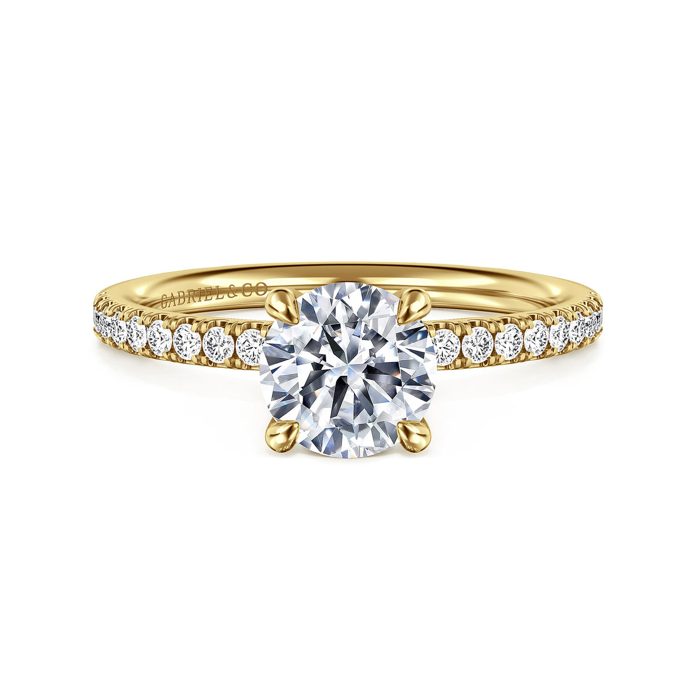 Gabriel 14K Yellow Gold 0.197ctw 4 Prong Style Diamond Semi-Mount Engagement Ring