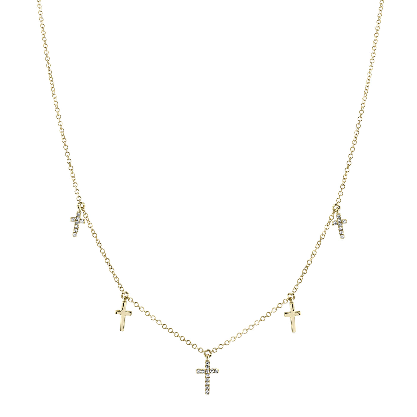 Shy Creation 14K Yellow Gold 0.09ctw Faith Inspired Style Necklace