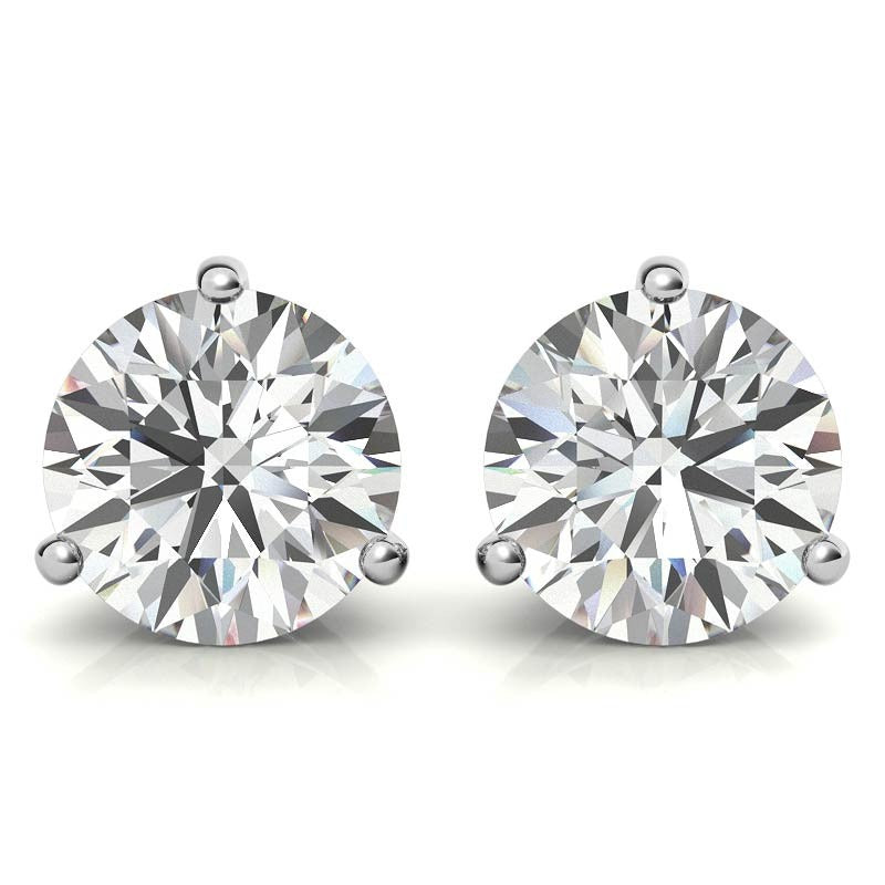 14K White Gold 0.5ctw Diamond Stud Earrings in Three Prong Basket Settings