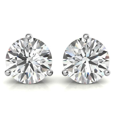 14K White Gold 2ctw Diamond Stud Earrings in Three Prong Basket Settings
