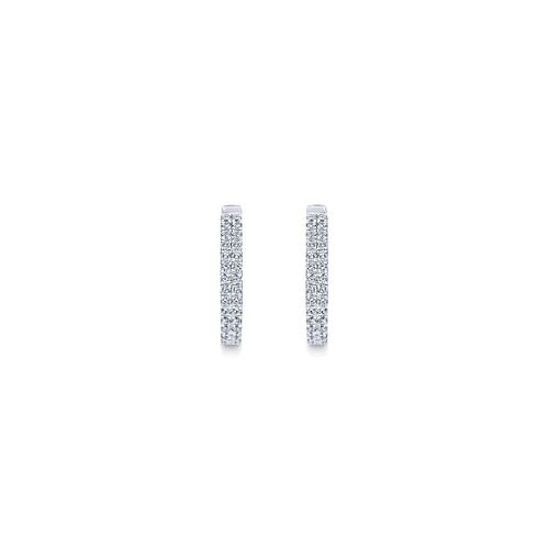 Gabriel 14K White Gold 0.30ctw Classic Round Hoop Style Diamond Earrings