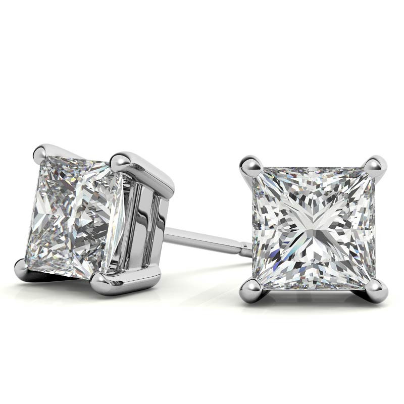 14K White Gold Diamond Stud Earrings