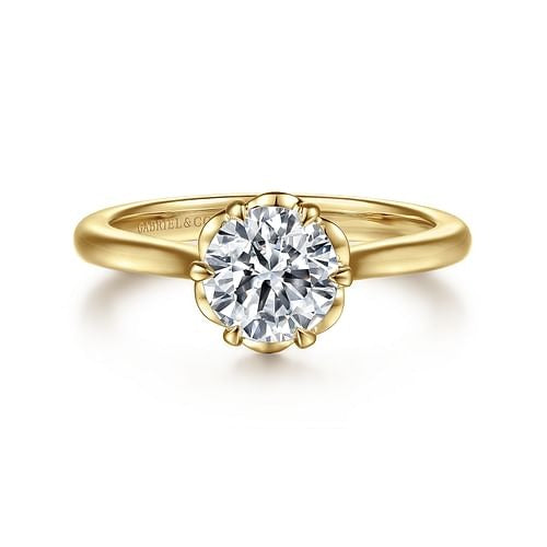 Gabriel 14K Yellow Gold 6 Prong Style Diamond Semi-Mount Engagement Ring