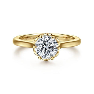 Gabriel 14K Yellow Gold 6 Prong Style Diamond Semi-Mount Engagement Ring