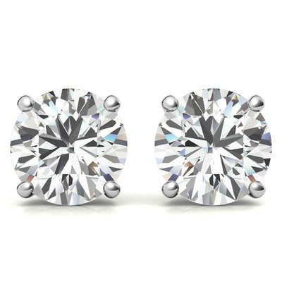 14K White Gold 1.50ctw Diamond Stud Earrings in Four Prong Basket Settings