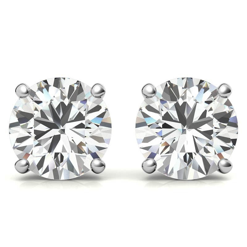 14K White Gold 2ctw Diamond Stud Earrings in Four Prong Basket Settings