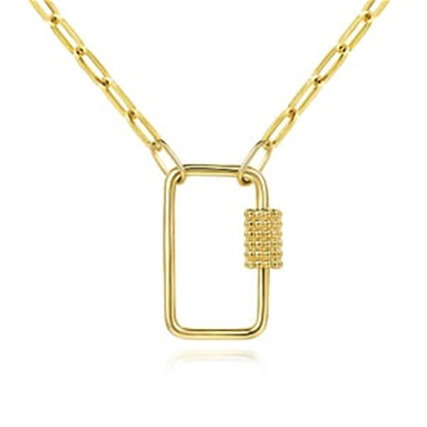 14K Yellow Gold 17" Bujukan Rectangle Style Drop Necklace