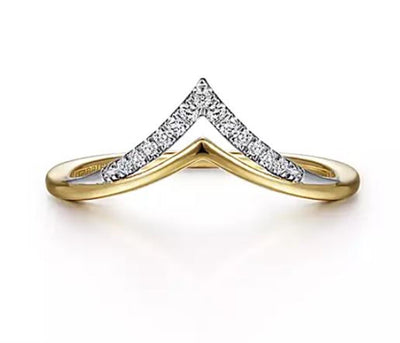 Gabriel 14K White & Yellow Gold 0.06ctw Chevron Diamond Fashion Ring