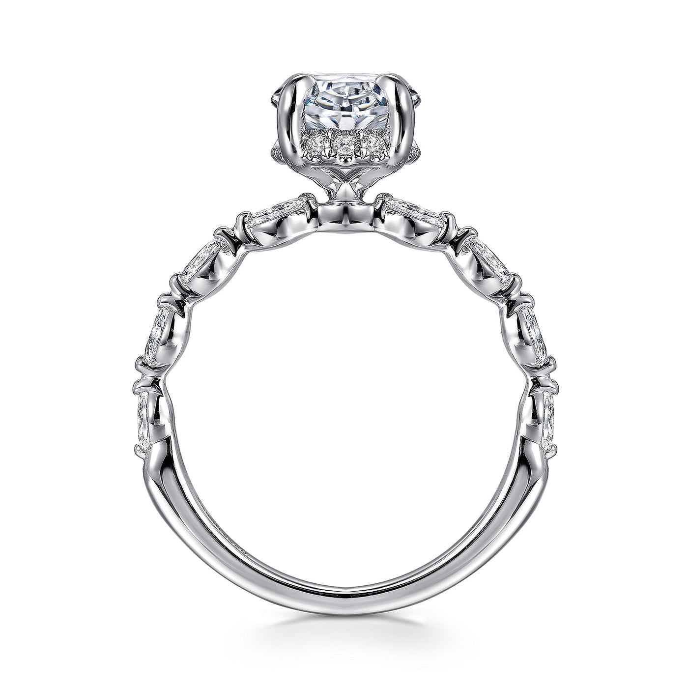 Gabriel - Contemporary Collection 14K White Gold 0.34ctw 4 Prong Style Diamond Semi-Mount Engagement Ring