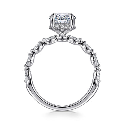 Gabriel - Contemporary Collection 14K White Gold 0.34ctw 4 Prong Style Diamond Semi-Mount Engagement Ring