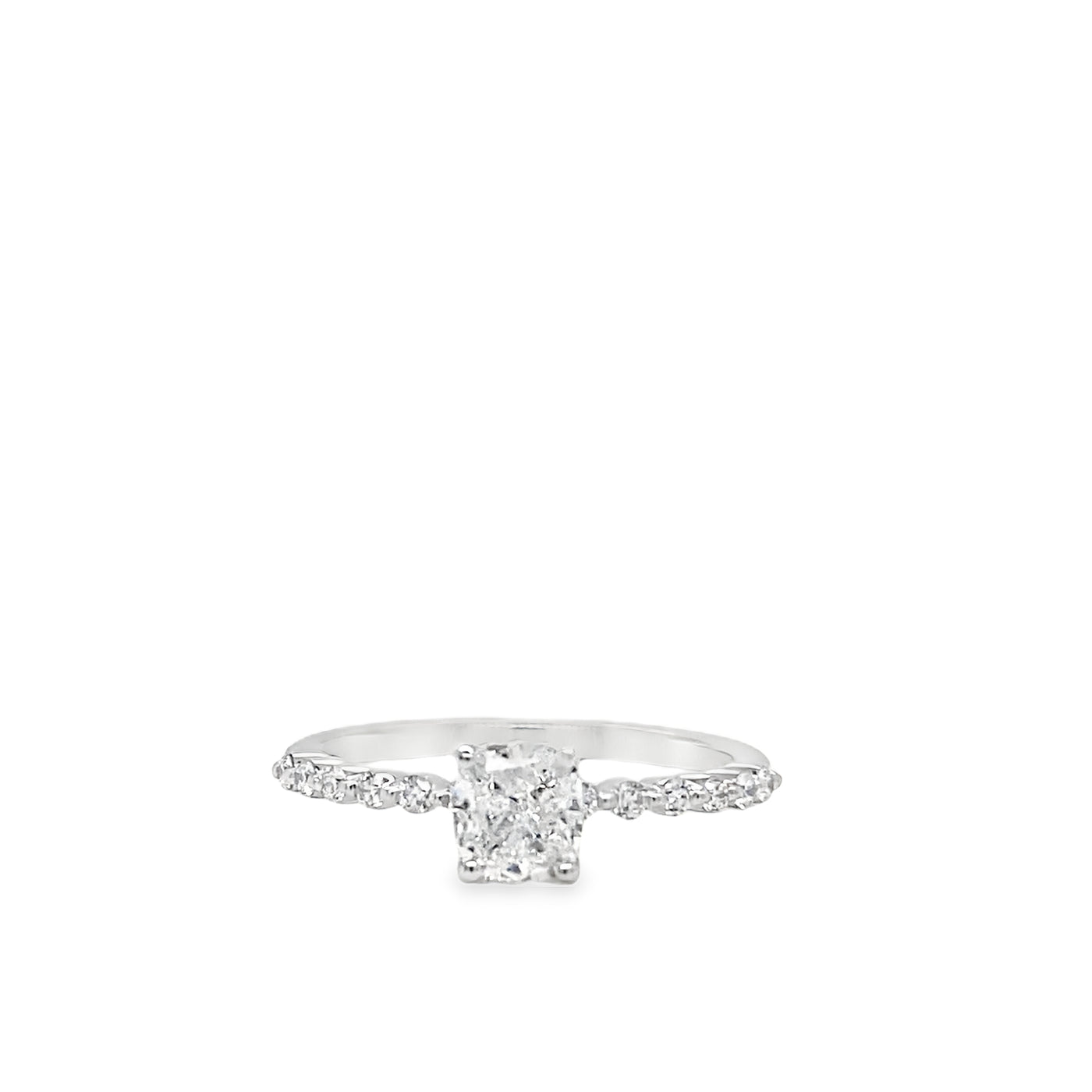 14K White Gold 0.97ctw 4 Prong Engagement Ring by Thollot