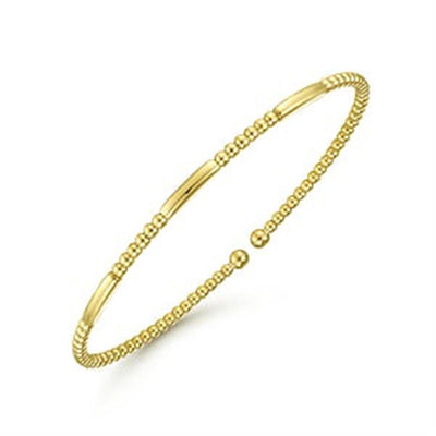 Gabriel 14K Yellow Gold 6.25" Solid Bangle Bead Fashion Bracelet