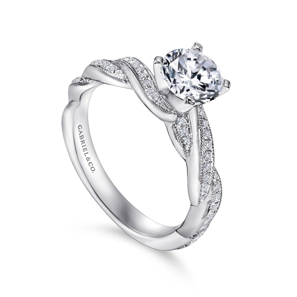 Fana 14K White Gold .29ctw 4 Prong Style Diamond Semi-Mount Engagement Ring