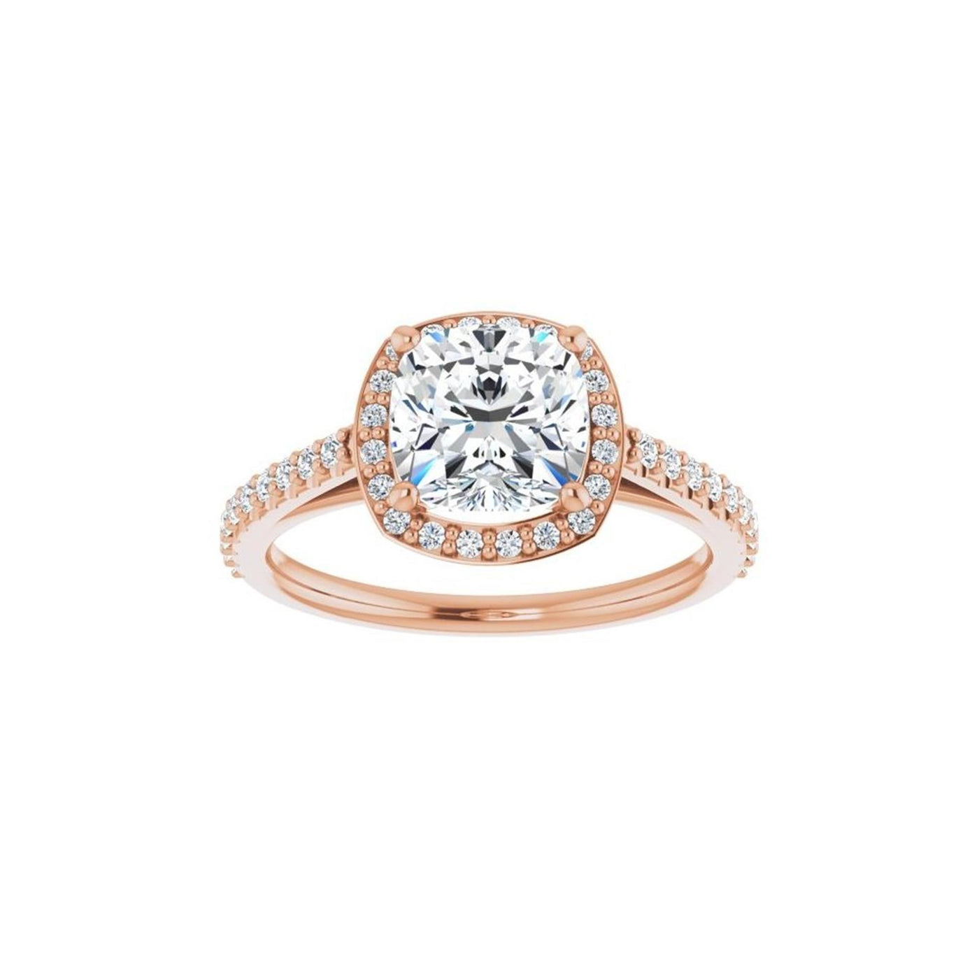 Ever & Ever 14K White Gold .33ctw Cushion Halo Style Diamond Semi-Mount Engagement Ring