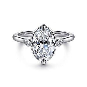 Gabriel - Contemporary Collection 14K White Gold 0.10ctw 4 Prong Style Diamond Semi-Mount Engagement Ring