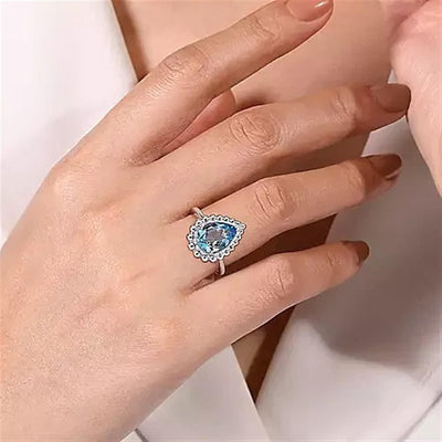 Gabriel Sterling Silver 3.80ctw Solitaire Style Blue Topaz Ring