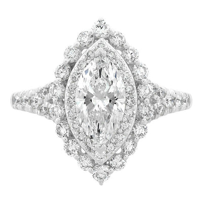 Armadani 14K White Gold 2.00ctw Marquise Halo Lab Grown Diamond Engagement Ring